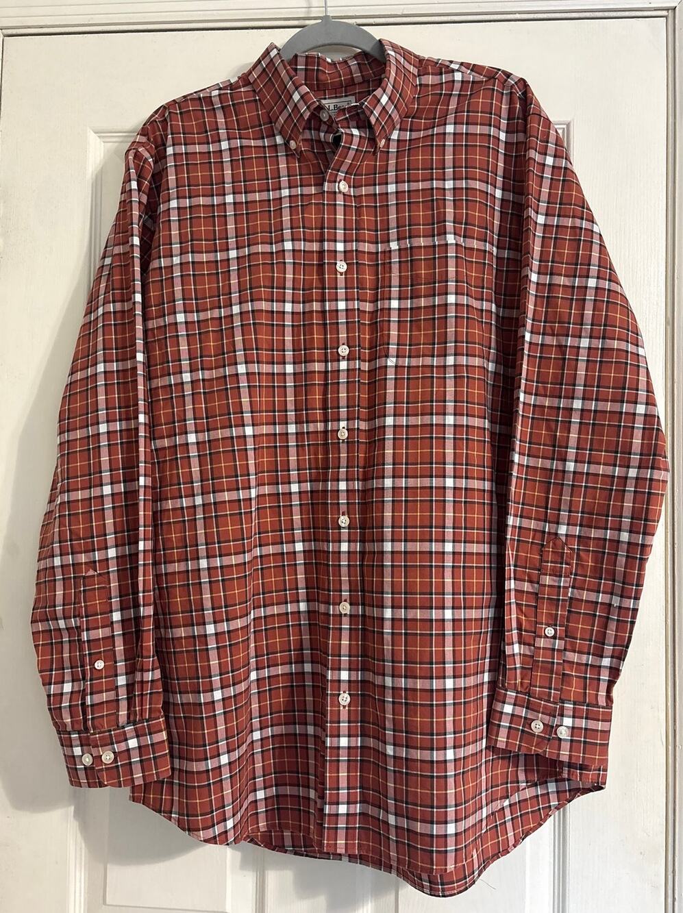 L. L. Bean Traditional Fit 100% Cotton Plaid Dress Shirt, Men's Large Tall